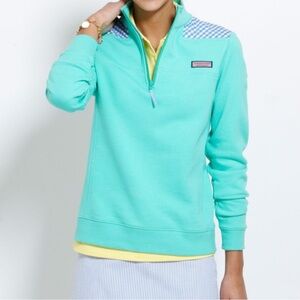 Vineyard Vines Aqua Quarter-Zip Sweater size M